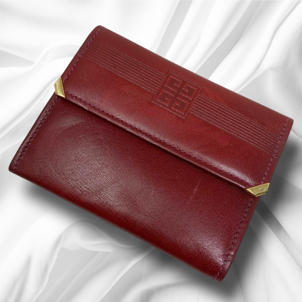 Vintage Givenchy Boutique Oxblood Leather Wallet NWT Rare Structured Mini Case - Picture 2 of 12
